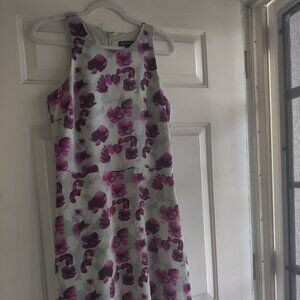 Banana Republic Purple Flower Sleeveless Dress Size 8 Tall